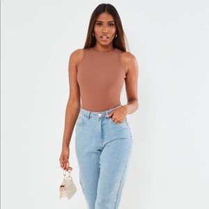 Blush Rib Racer Neck Bodysuit